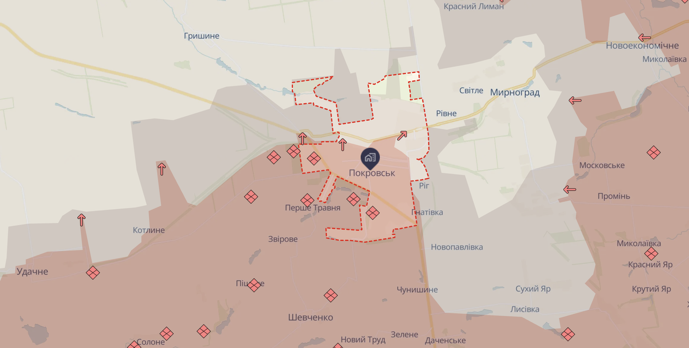 Орієнтовна карта бойових дій станом на 3 грудня о 23:26
